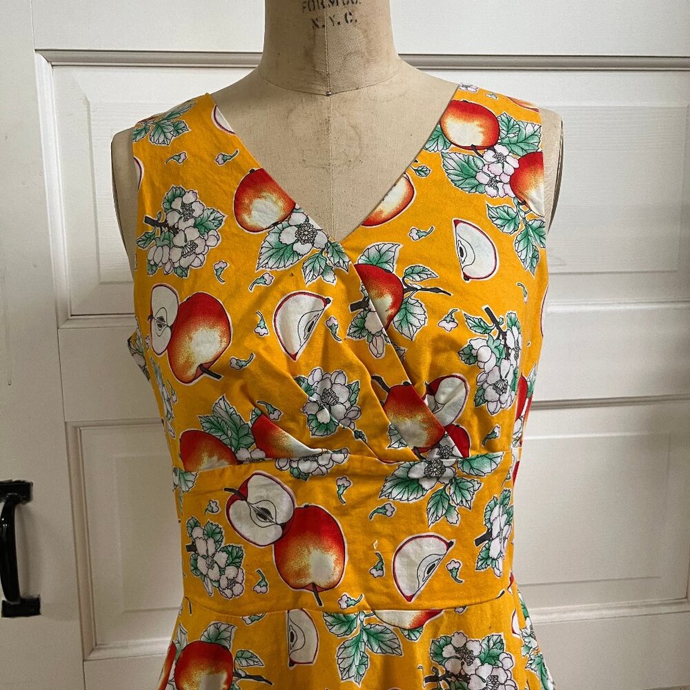 Retro Hell Bunny Yellow Apple Print Sundress Sz S